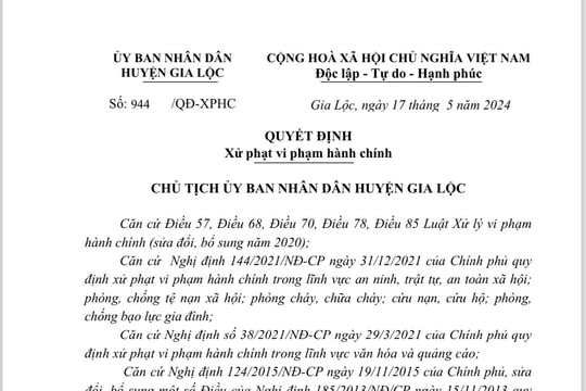 Quản lý quán karaoke Thưởng Sơn ở Gia Lộc lại bị phạt