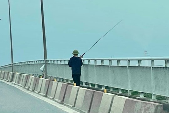 Ngang nhiên đứng trên cầu Bình câu cá
