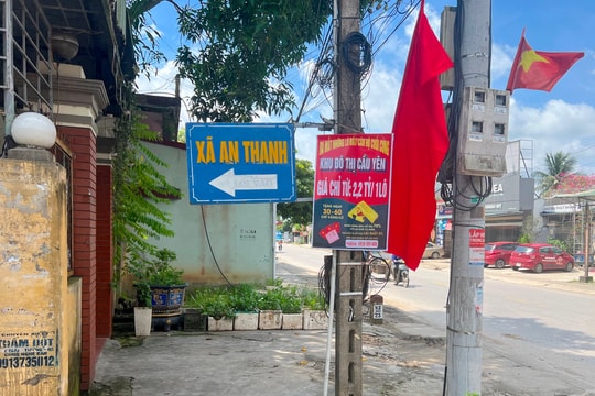 Biển chỉ dẫn vào xã An Thanh (Tứ Kỳ) khó nhận diện