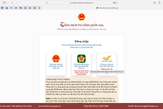 Sử dụng tài khoản VNeID thực hiện thủ tục hành chính của Sở Tài chính Hải Dương từ ngày 15/6