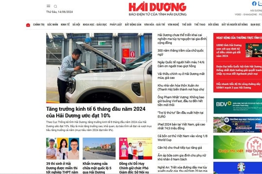 Lượt truy cập báo Hải Dương điện tử tháng 5 đứng thứ 2 báo Đảng địa phương ở miền Bắc
