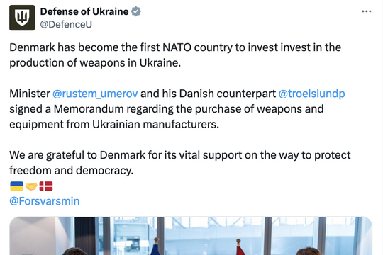 Đan Mạch trở thành quốc gia NATO đầu tiên đầu tư sản xuất vũ khí tại Ukraine