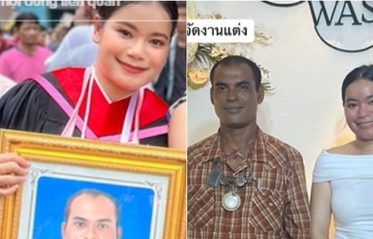 Cô dâu Thái Lan bật khóc khi gặp người giống hệt bố đã mất