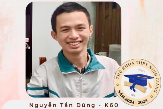 Em Nguyễn Tấn Dũng là thủ khoa thi lớp 10 Trường THPT Ninh Giang
