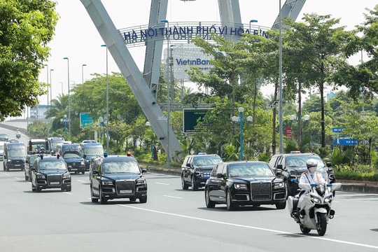 Cảnh sát giao thông Hà Nội diễn tập cùng dàn siêu xe sẵn sàng đón Tổng thống Nga Putin
