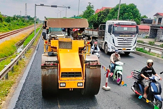 Sau chỉ đạo, quốc lộ 5 đoạn qua Hải Dương đang sửa chữa đã hết ùn tắc