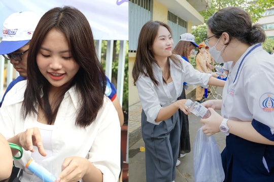 Phương Mỹ Chi giản dị đi phát nước, tiếp sức sĩ tử thi tốt nghiệp THPT 2024