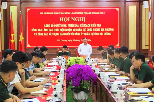 Kiểm tra công tác lãnh đạo thực hiện nhiệm vụ quốc phòng, quân sự địa phương đối với Đảng uỷ Quân sự tỉnh Hải Dương
