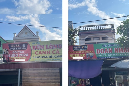 Quảng cáo cá cược bóng đá trái phép ở quốc lộ 37 qua Tứ Kỳ
