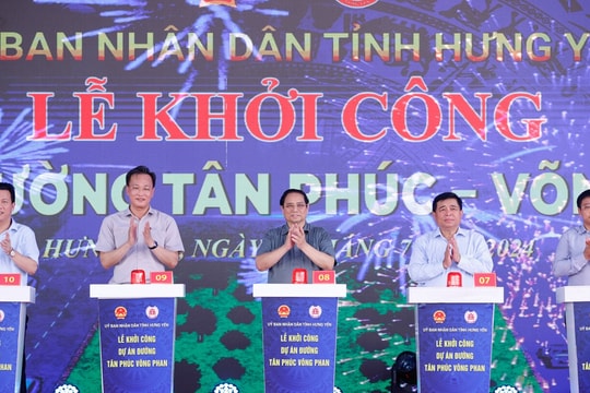 Thủ tướng bấm nút khởi công đường xương sống gần 3.000 tỷ đồng ở Hưng Yên