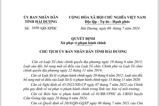 Hai lần vi phạm về môi trường, Công ty TNHH Hanoi Green Foods bị phạt 330 triệu đồng