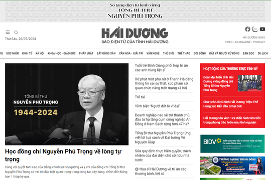 13 giờ chiều 26/7, Báo Hải Dương "tiếp sóng" truyền hình trực tuyến Lễ truy điệu và an táng Tổng Bí thư Nguyễn Phú Trọng