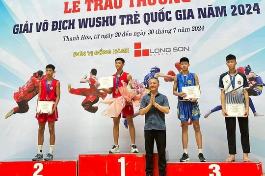 Võ sĩ Hà Quang Chính mang về tấm huy chương vàng duy nhất cho Wushu Hải Dương tại Giải vô địch trẻ quốc gia