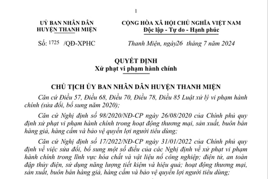 Buôn bán băng vệ sinh giả nhãn hiệu Diana, một người ở Đoàn Tùng (Thanh Miện) bị phạt tiền