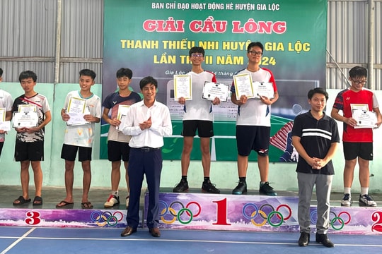 200 tay vợt dự Giải cầu lông thanh thiếu nhi huyện Gia Lộc, tăng gấp 3 lần giải trước