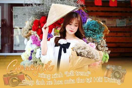Thiếu nữ Hải Dương xúng xính "bắt trend" chụp ảnh xe hoa mùa thu