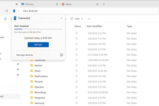 Windows 11 đơn giản hóa truy cập điện thoại Android