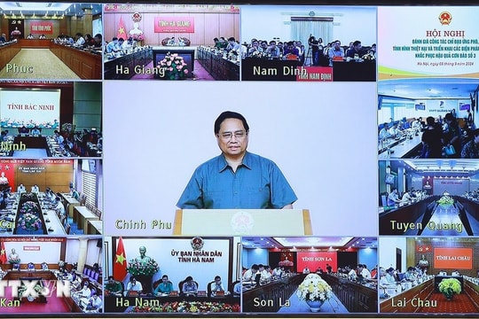 Các đồng chí lãnh đạo tỉnh Hải Dương dự họp trực tuyến về khắc phục hậu quả bão số 3
