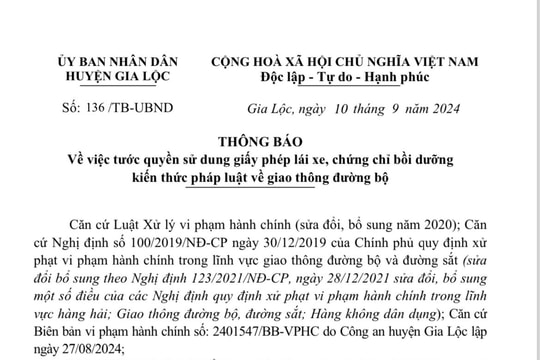 Một người ở TP Hải Dương giao xe không đủ giấy tờ cho người khác lái bị phạt nặng