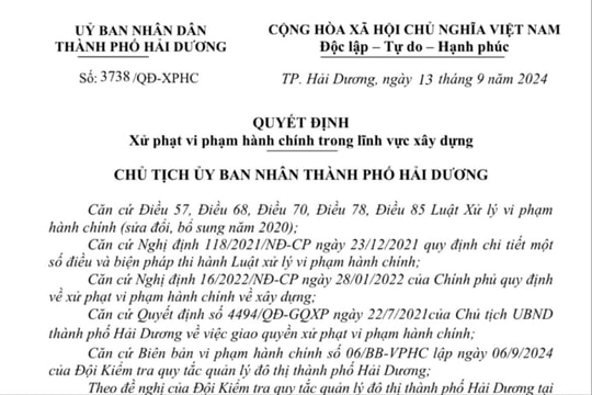 Công ty CP Chế tạo bơm Hải Dương bị phạt 130 triệu đồng do xây dựng công trình trái phép