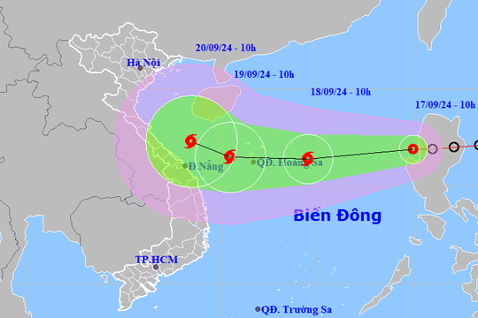 Áp thấp nhiệt đới đi vào Biển Đông, khả năng cao hướng vào miền Trung