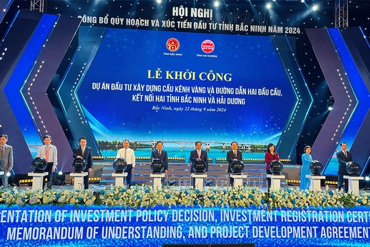 Khởi công cầu Kênh Vàng gần 2.200 tỷ đồng nối Bắc Ninh và Hải Dương