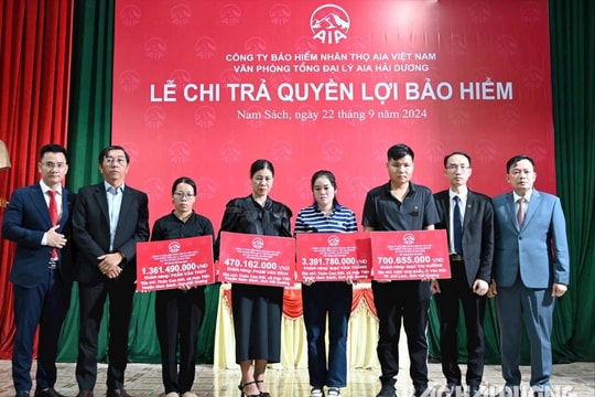 AIA Hải Dương chi trả gần 6 tỷ đồng cho 4 khách hàng bị tai nạn