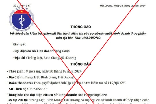 Cảnh giác đối tượng xấu giả mạo công văn của Sở Y tế Hải Dương