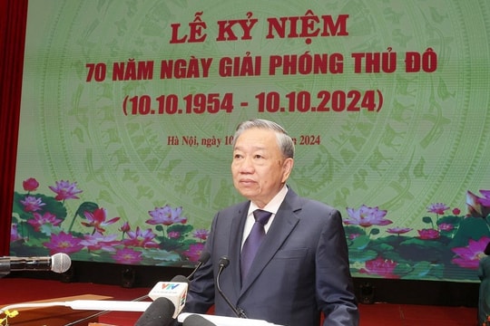 Diễn văn của Tổng Bí thư, Chủ tịch nước Tô Lâm tại Lễ kỷ niệm 70 năm ngày Giải phóng Thủ đô