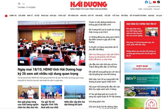 Báo điện tử Hải Dương đứng thứ ba báo tỉnh, thành phố có nhiều người đọc nhất tháng 9