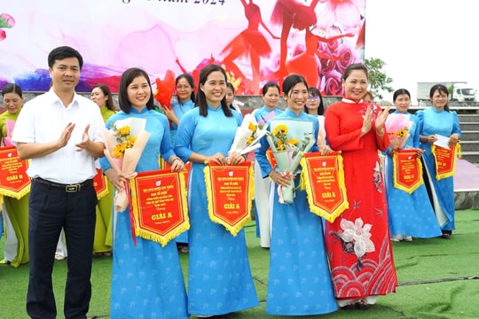 Lần đầu tiên trên 500 phụ nữ Kim Thành đồng diễn dân vũ thể thao