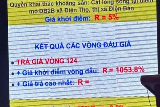 Quảng Nam điều tra đấu giá mỏ cát khởi điểm 1,2 tỷ đồng, chốt 370 tỷ đồng