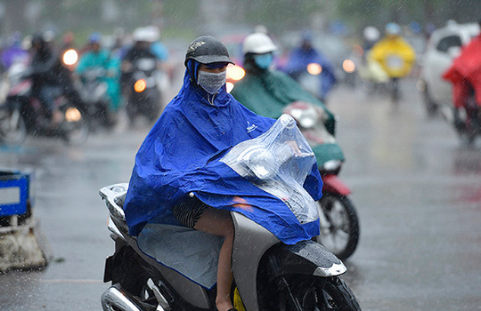 Không khí lạnh di chuyển xuống phía Nam, nhiều nơi mưa to