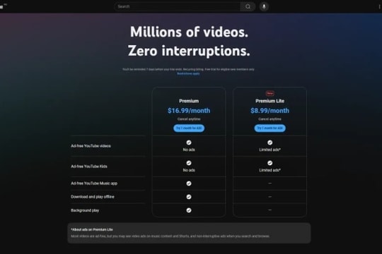 YouTube thử nghiệm gói Premium mới với giá rẻ bằng một nửa