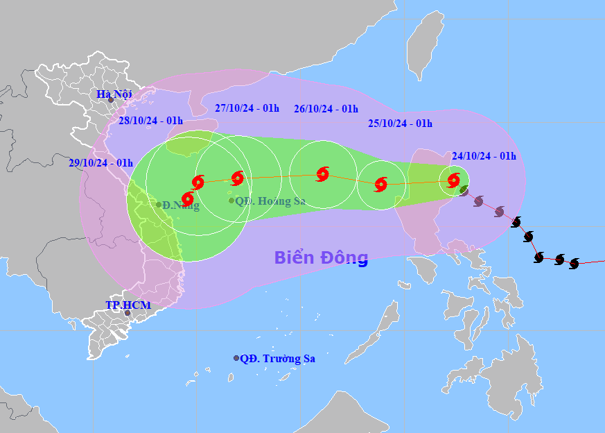 Bão Trami di chuyển thế nào sau khi vào Biển Đông?