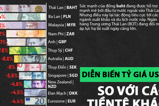 Diễn biến tỷ giá USD so với các tiền tệ khác trên thế giới từ đầu năm 2024