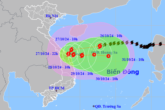 Bão số 6 gây mưa to ở miền Trung từ đêm nay
