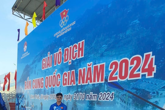 Cung thủ Nguyễn Hoàng Phi Vũ của Hải Dương vô địch nội dung khó nhất giải vô địch bắn cung quốc gia