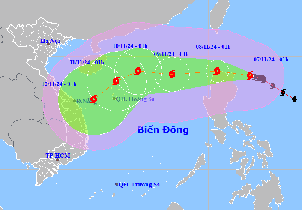 Bão Yinxing mạnh lên cấp 15 và liên tục đổi hướng