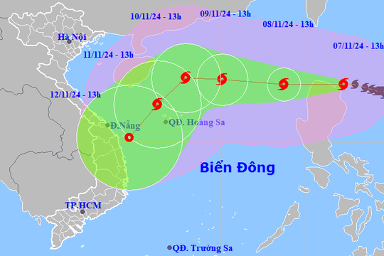 Bão Yinxing sắp vào Biển Đông, sức gió vùng gần tâm bão giật cấp 17