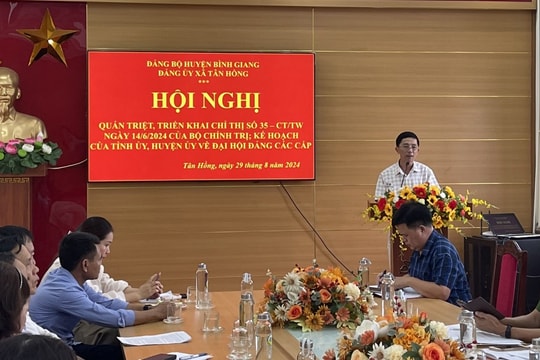 Bình Giang chọn Đảng bộ xã Tân Hồng tổ chức đại hội điểm cấp cơ sở