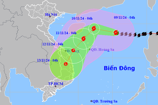 Bão số 7 giật cấp 17, cách Hoàng Sa 480km