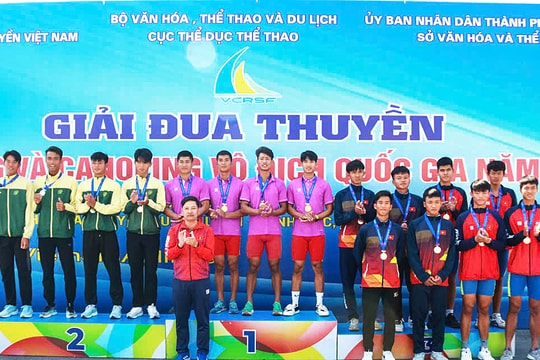 Hải Dương giành 3 huy chương vàng Giải đua thuyền rowing vô địch quốc gia