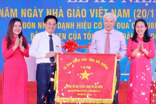 Trường Tiểu học Tô Hiệu nhận Cờ thi đua xuất sắc của UBND tỉnh Hải Dương