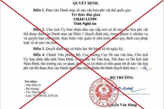 Cảnh cáo người đăng tin sai 'cháo lươn là di sản phi vật thể quốc gia'