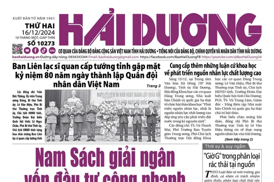 Xem gì trên báo Hải Dương ngày 16/12?