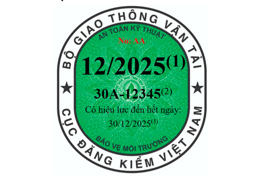 Ba màu tem kiểm định ô tô áp dụng từ năm 2025