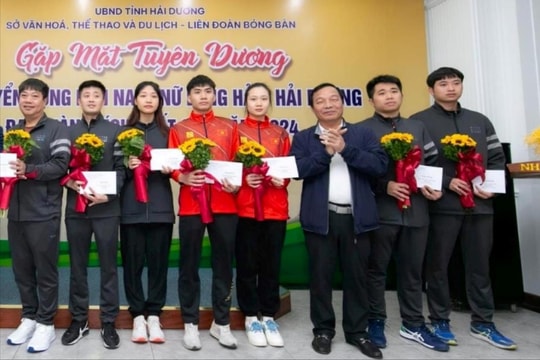 Tuyên dương 3 huấn luyện viên, 9 vận động viên bóng bàn tỉnh Hải Dương đạt thành tích xuất sắc