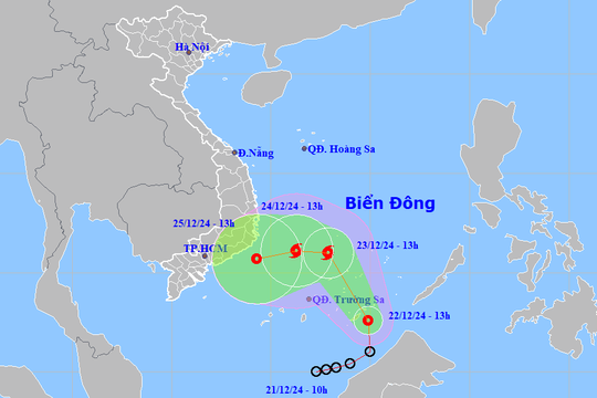 Áp thấp nhiệt đới có khả năng mạnh lên thành bão số 10