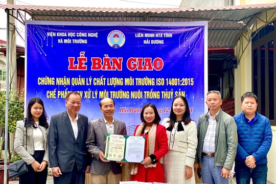 Hợp tác xã Thu Nam Toản Trí Hải được cấp chứng nhận quản lý chất lượng môi trường